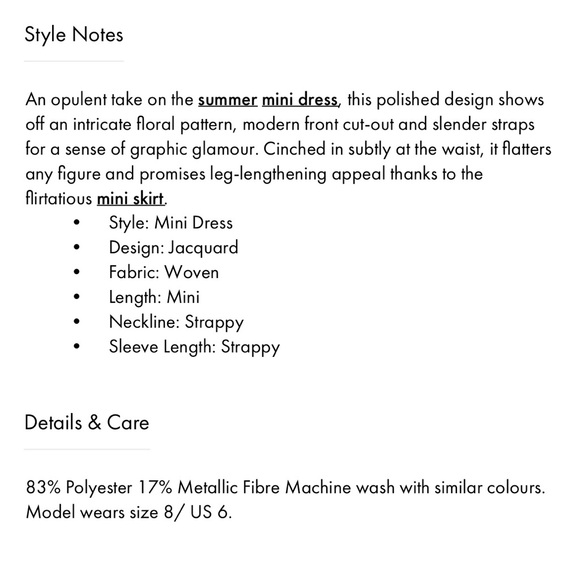 NWT Karen Millen Floral Strappy A Line Woven Mini Dress - Picture 6 of 6